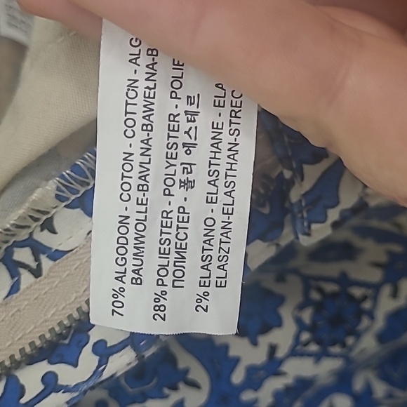 Zara Pants Mid Rise Skinny blue print on white Slimming Classic Cigarette Preppy - Picture 4 of 5